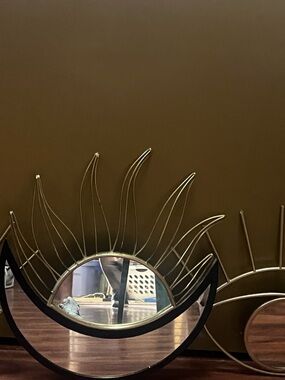 Gold Sunburst Crescent Wall Mirror - Decorative Home Wall Decor set of 3